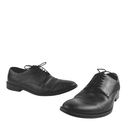 The Black Tux Men's Black Leather Low Top Almond Toe Lace Up Oxford Shoes Size 11