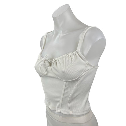 Princess Polly Made With Love Women's White Sleeveless Crop Cami Corset Top Sz 2