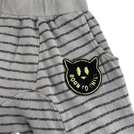 Tiny Whales Kids Boys Black Stripe Born To Chill Long Sleeve Pajama 2 Pc Set 2