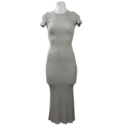 Aritzia The Group Babaton Heather Gray Short Sleeve Knit Maxi Bodycon Dress XS
