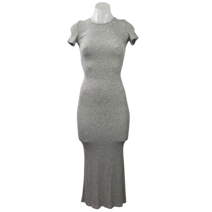Aritzia The Group Babaton Heather Gray Short Sleeve Knit Maxi Bodycon Dress XS