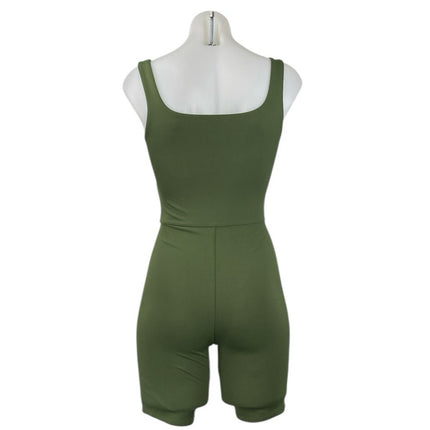 Aritzia Babaton Womens Olive Green Sleeveless Square Neck Jumpsuit Romper Sz S