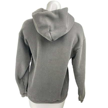 Cherry Women's Gray Embroidered Logo Hoodie Hooded Pocket Sweatshirt Top Size S
