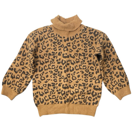 Baby GAP Kids Girls Leopard Print Brushed Turtle Neck Long Sleeve Sweater Top 5