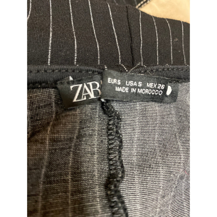 Zara Women's Black Striped Pleated Split Long Sleeve Top & Trousers Pants Set S