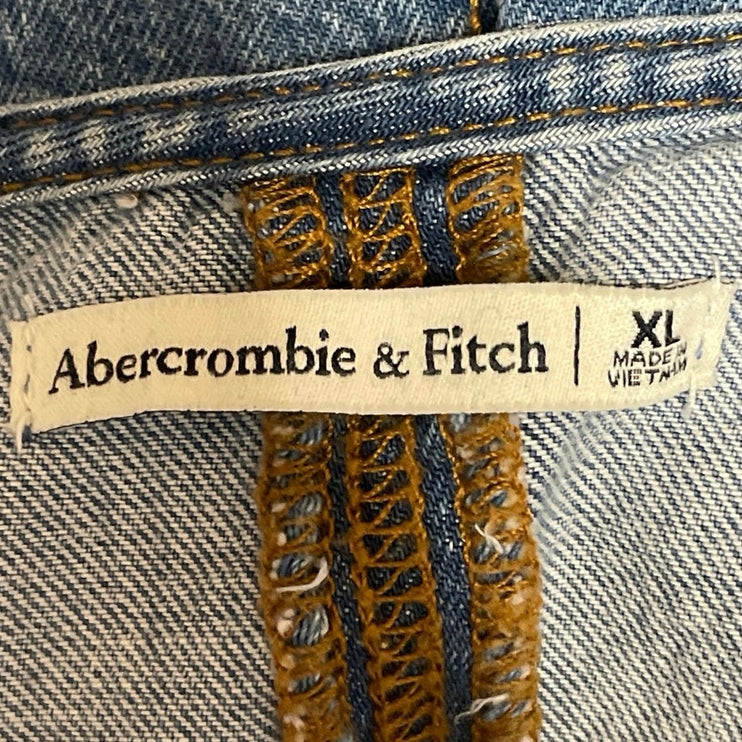 Abercrombie & Fitch Womens Blue Denim Sleeveless Button Front Vest Tank Top XL
