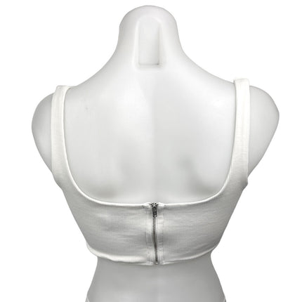 Princess Polly White Ribbed Knit Sleeveless Square Neck Strap Crop Tank Top Sz 4