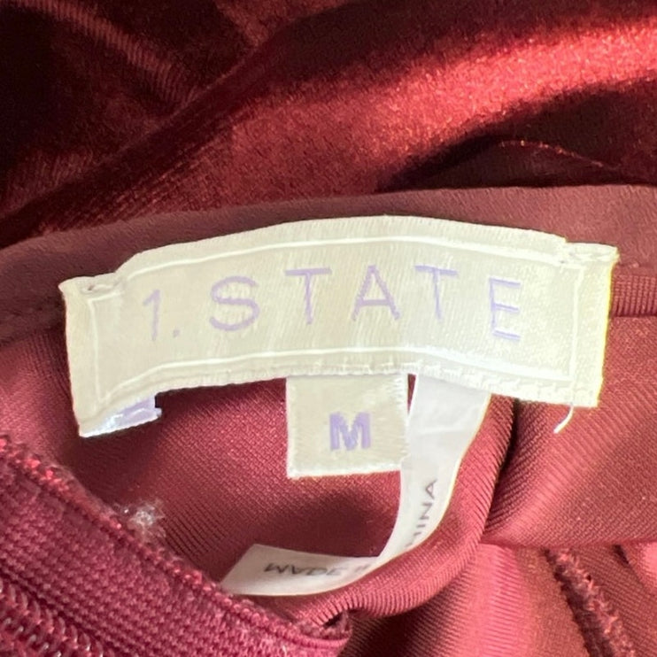 1.State Red Velvet Velour Sleeveless Cami Camisole Midi Tank Slip Dress Size M