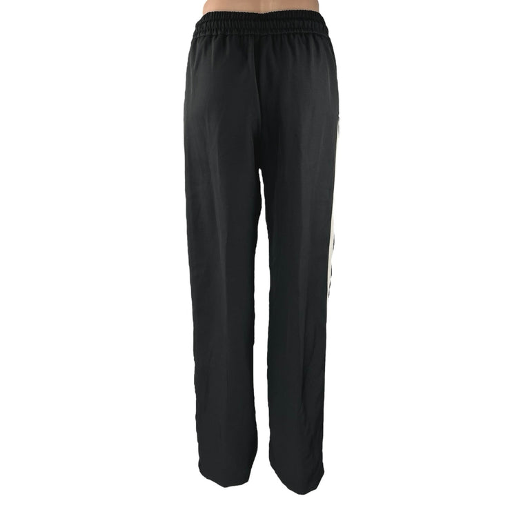 Zara Women's Black Striped High Waist Drawstring Trousers Sweatpants Size S