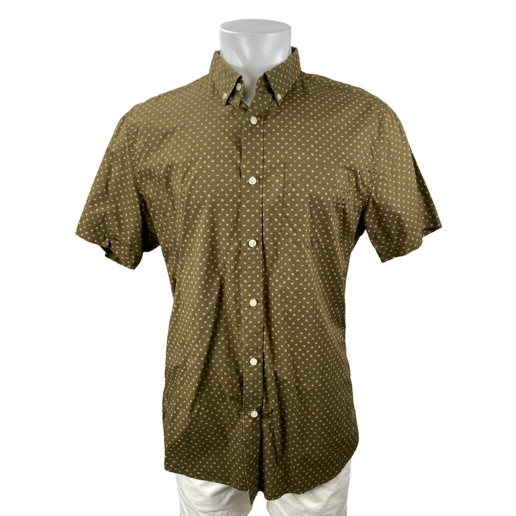 Banana Republic Stretch Soft Wash Mens Olive Green Slim Button Up Shirt Top Sz L