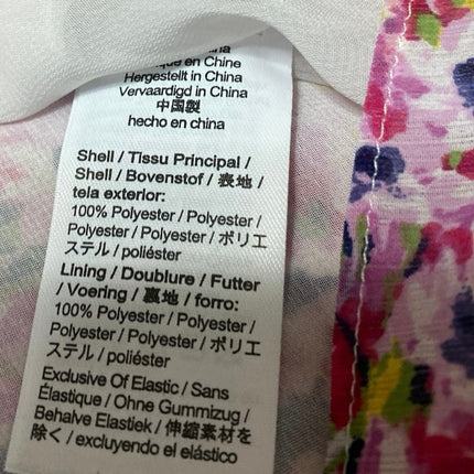 J.Crew Women's Pink Floral Cap Sleeve Chiffon V-Neck Button Crop Blouse Top Sz L