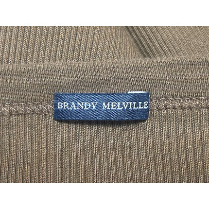 Brandy Melville Brown Rib Knit Long Sleeve Button Crop Cardigan Sweater Top Sz S