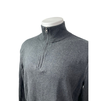 J.Crew Men's Gray Cashmere Quarter Zip Knit Long Sleeve Sweater Top Size XL