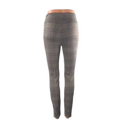 Halara Flex Women's Beige Houndstooth Plaid Skinny Trousers Work Pants Size XS