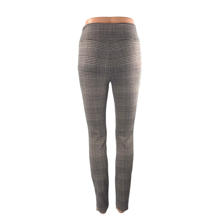 Halara Flex Women's Beige Houndstooth Plaid Skinny Trousers Work Pants Size XS