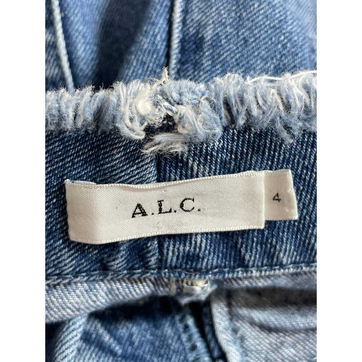 A.L.C. Women's Blue High Waist Baggy Barrel Flare Wide Leg Denim Jeans Pants 4