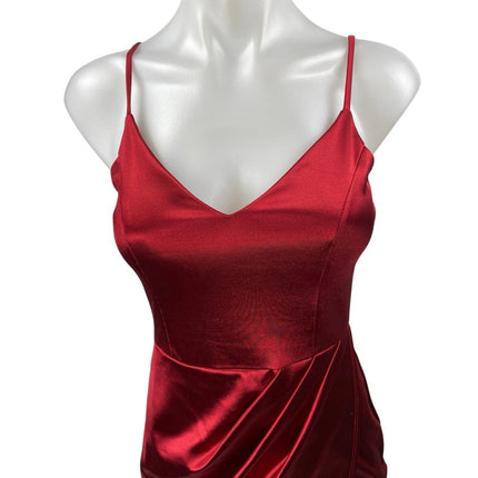 Lulus Red Silk Satin Sleeveless Cami Camisole Tank Drape Sheath Mini Dress Sz S