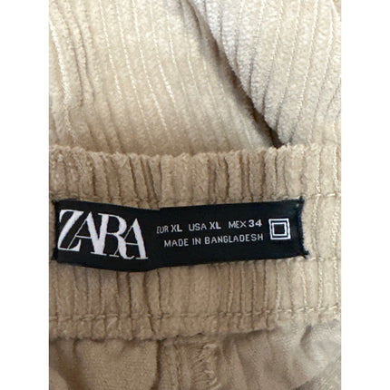 Zara Men's Beige Tan Corduroy Drawstring Tapered Trousers Sweat Pants Size XL