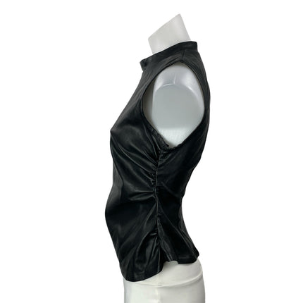WeWoreWhat Women's Black Faux Leather Vegan Sleeveless Mock Neck Tank Top Size M
