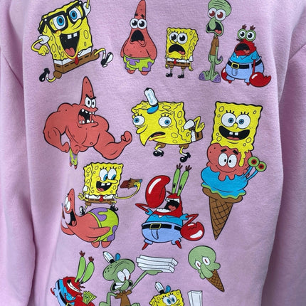 Nickelodeon Pink Spongebob Squarepants Long Sleeve Fleece Sweatshirt Top Size L