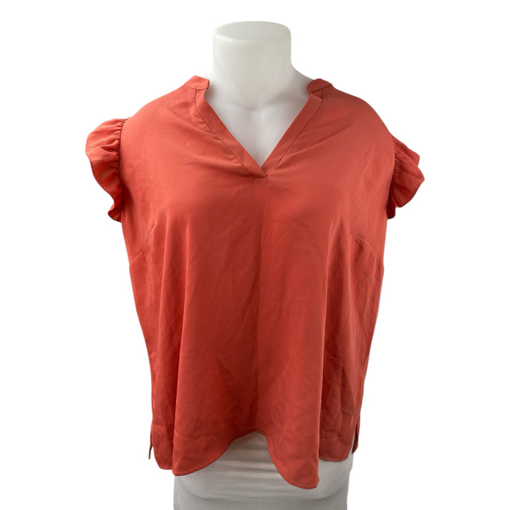 Eloquii Women's Coral Ruffle Sleeve V Neck Casual Pullover Shirt Blouse Top 20