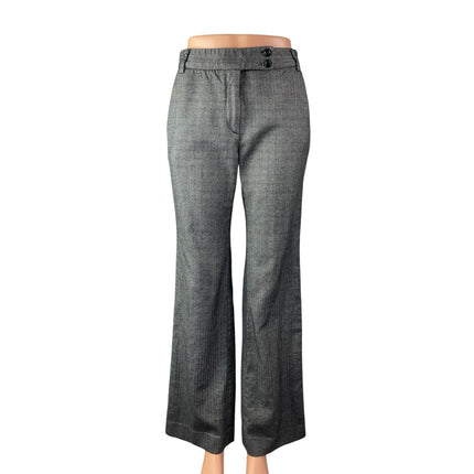 Max Mara Women's Gray Wool Mid Rise Flare Wide Leg Trousers Office Dress Pants 6