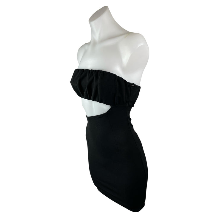 Princess Polly Womens Black Cut Out Sleeveless Tube Bandeau Mini Bodycon Dress 2