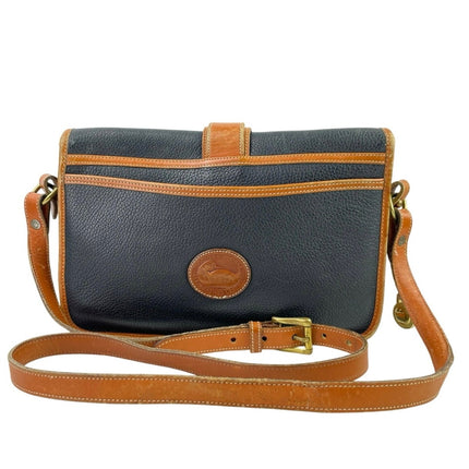 Vintage Dooney & Bourke Women's Blue Pebbled Leather Crossbody Saddle Handbag OS