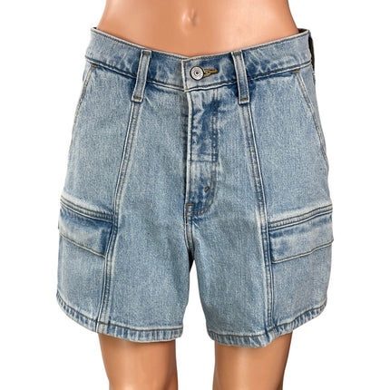 Abercrombie & Fitch The Dad Women's Blue Light Wash Cargo Denim Jean Shorts 28/6