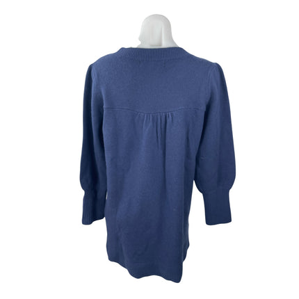 Hill House 100% Wool Women's Navy Blue Crew Neck Long Sleeve Tunic Sweater Top S