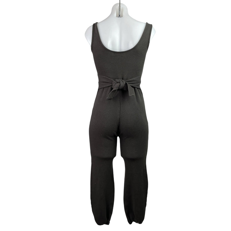 Isalis Women's Gray Sleeveless Ribbed Knit Scoop Neck Romper Jumpsuit Size S