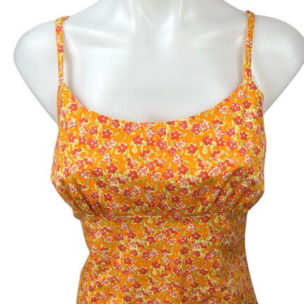 Wild Fable Orange Floral Sleeveless Cami Camisole Mini Bodycon Tank Dress Size M