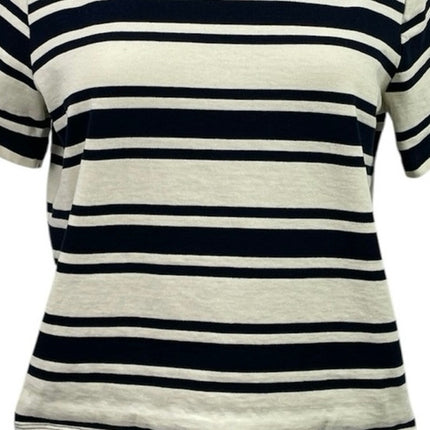 MNG Mango Women's Stripe Crew Neck Short Sleeve Classic Tee Basic T-Shirt Top L