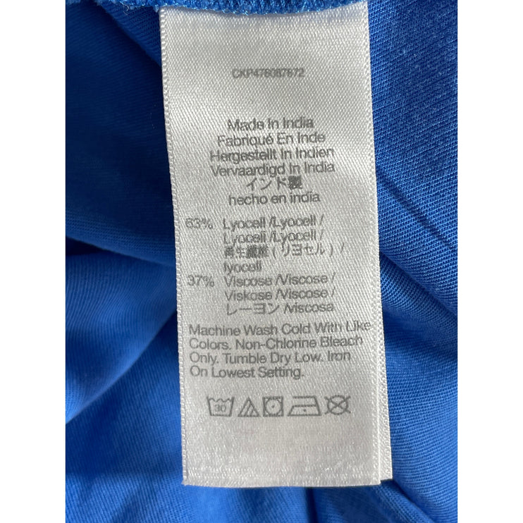 Madewell Blue Short Puff Sleeve Button Down Tie Waist V Neck A Line Mini Dress 4