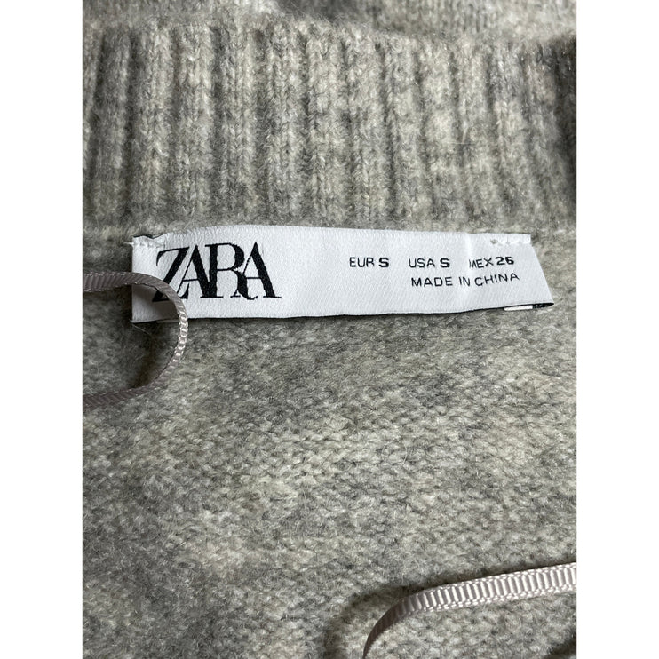 Zara Women's Gray Wool Sleeveless V Neck Crop Tank Waistcoat Sweater Vest Top S