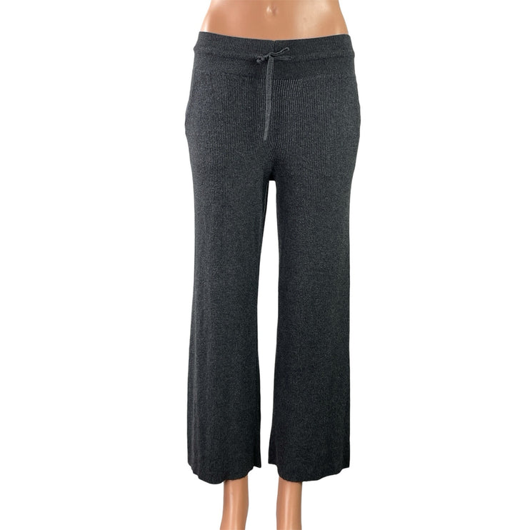 Uniqlo Dark Gray Ribbed Knit Casual Straight Wide Leg Trousers Lounge Pants SP