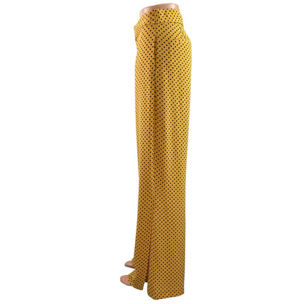 Zara trf Womens Yellow Polka Dots Mid Rise Wide Leg Trousers Dress Pants Size S