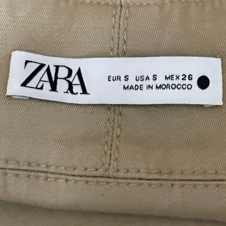 Zara Womens Brown Sleeveless Strapless Zip Peplum Tank Tube Blouse Top Size S