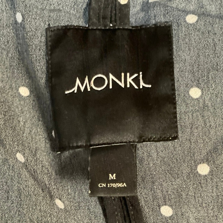 Monki Women's Black Polka Dots Notch Lapel Pocket Blazer Coat Jacket Size M