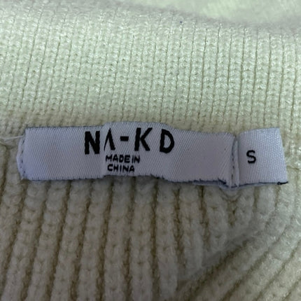 NA-KD Women's Yellow Ribbed Knit Collared Balloon Long Sleeve Sweater Top Size S