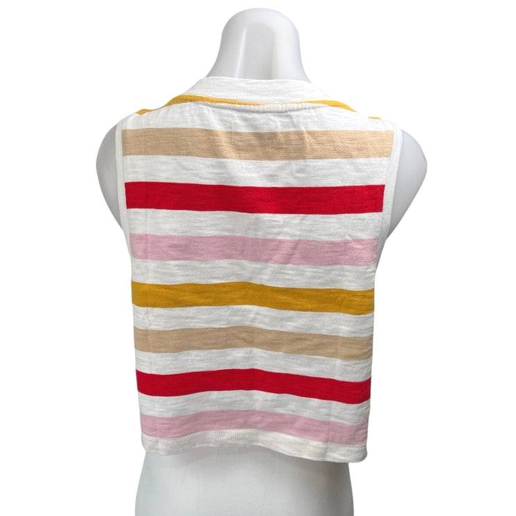 Lou & Grey Womens Multicolor Striped Sleeveless Knit Pullover Crop Tank Top Sz L