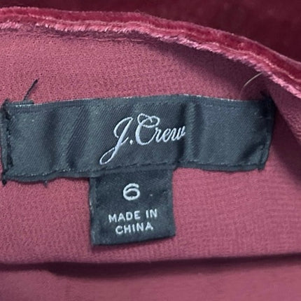J.Crew Women's Red Velvet Velour V-Neck Long Sleeve Peplum Wrap Blouse Top 6