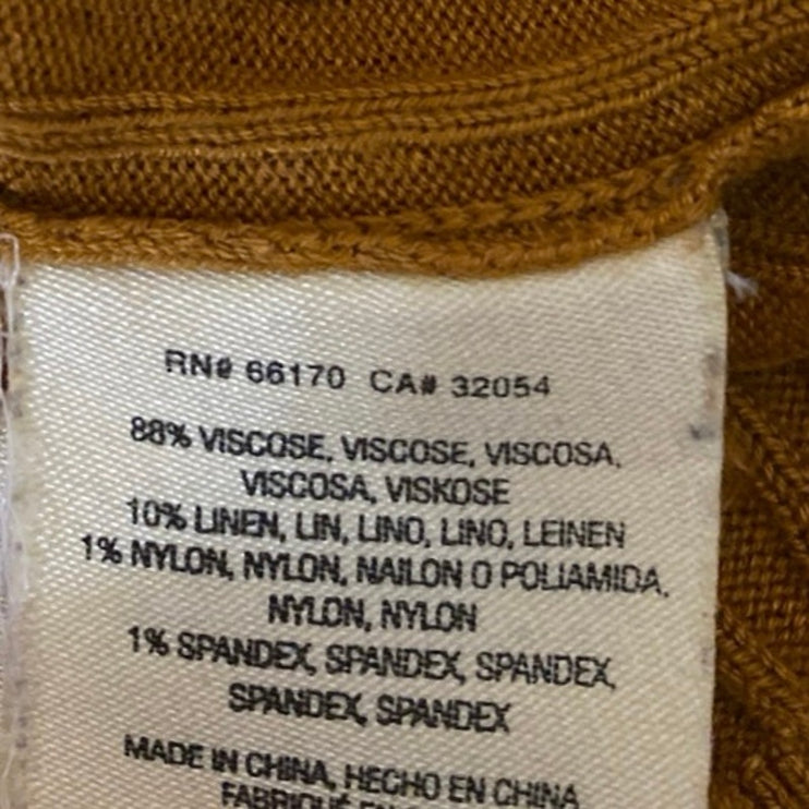 Anthropologie Meadow Rue Gold Ribbed Knit Sleeveless Deep V Neck Tank Top Size M