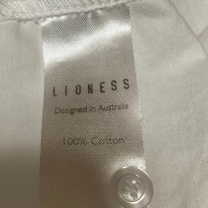 Lioness Women's White Open Back Long Sleeve Button Up Shirt Crop Top Size M