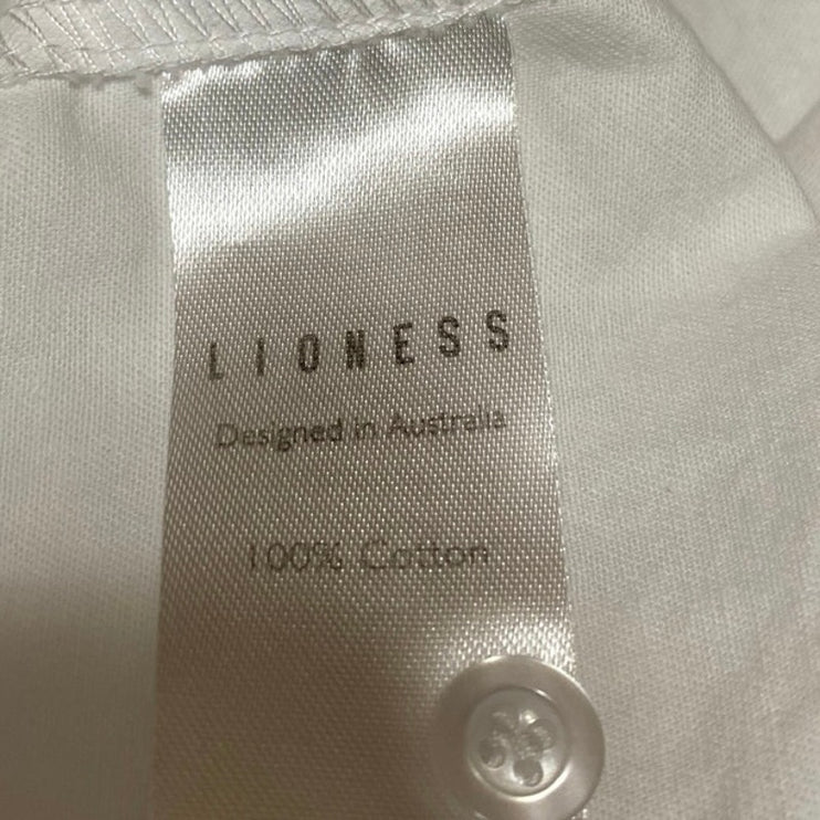 Lioness Women's White Open Back Long Sleeve Button Up Shirt Crop Top Size M