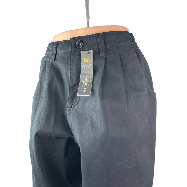 NEW Lee Womes Black Pleated High Rise Relaxed Fit Straight Trousers Pants Size 6
