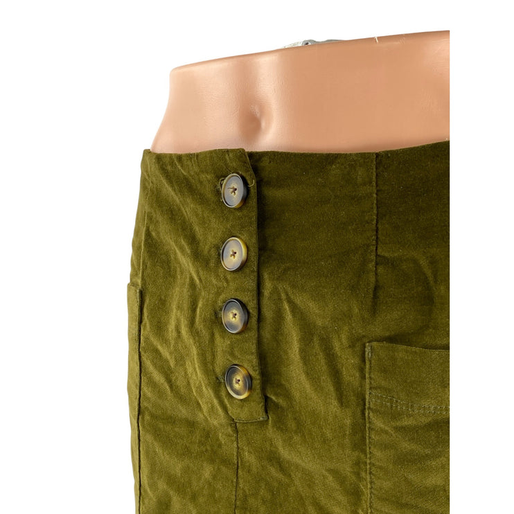 Urban Outfitters BDG Women's Green Velvet Velour Button Pencil Mini Skirt Size S