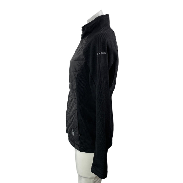 Spyder Hybrid Women's Black Quilted High Neck Long Sleeve Full Zip Jacket Size M