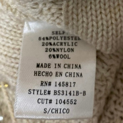 NEW Beivy Beige Tan Cable Knit Wool Pull On Fitted Sculpt Pencil Mini Skirt Sz S