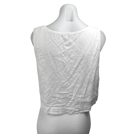 Abercrombie & Fitch Women's White Linen Sleeveless Square Neck Crop Tank Top L